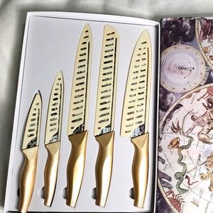 Karcu 5-piece Kitchen Knife Set Nonstick Coated w/5 Knife Sheath Covers